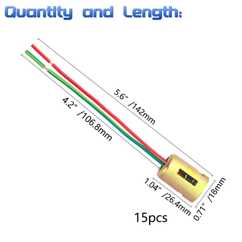 WMYCONGCONG 15 PCS DC 12V 1157 Brake Turn Signal Light Socket Wiring Harness Connector Plug Pigtail Adapter for Car Truck Light LED, Random color - Image 3